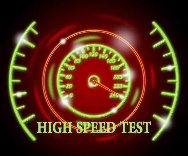 Prueba de alta velocidad representa la búsqueda de sitios web rápidos y rápidos — Foto de Stock