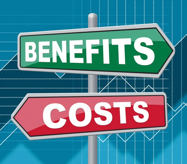 Benefícios Custos Sinais Representam Despesas e Compensação — Fotografia de Stock