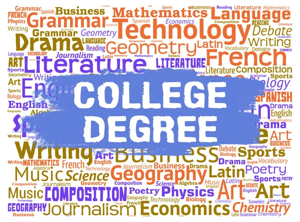 College examen betyder ordet examen och lärande — Stockfoto