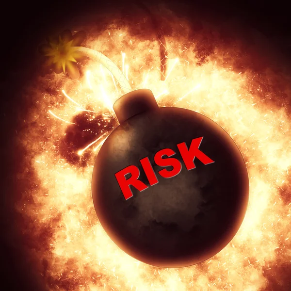 Risk Bomb Indicates Inferno Insecure And Risky — Stock Photo, Image