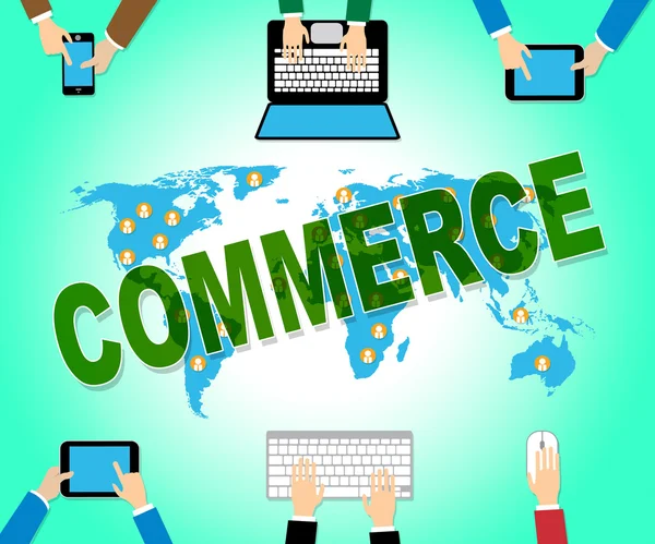 Comércio Online Indica Site e Negócios — Fotografia de Stock