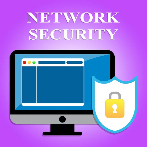 La seguridad de la red representa las comunicaciones globales y las computadoras — Foto de Stock