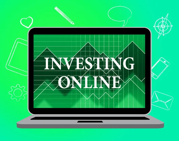 Investing Online Means Web Site And Computer — Stock Photo, Image