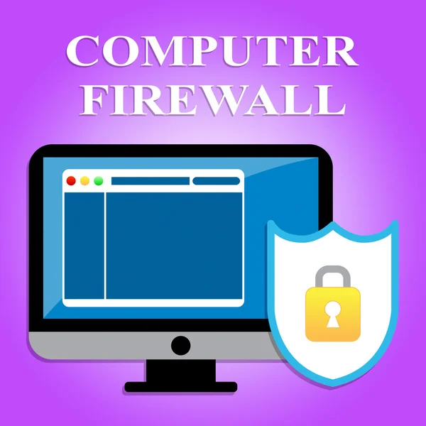 Firewall de ordenador muestra el sitio web y la seguridad digital —  Fotos de Stock