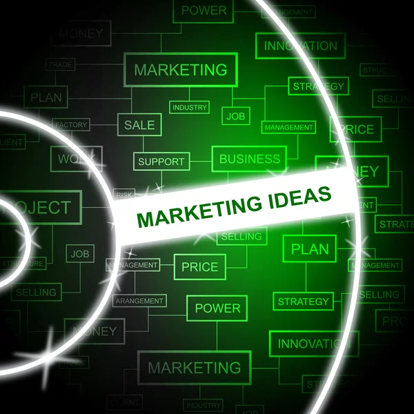Marketing Ideas Shows Email Lists And Advertising — Stock Photo, Image