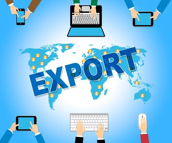 Exportação on-line significa vender no exterior e exportações — Fotografia de Stock