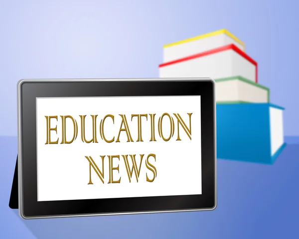 Education News signifie médias sociaux et livre — Photo