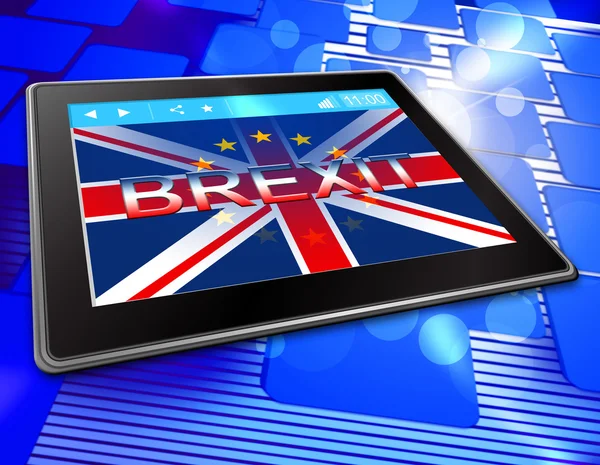 Brexit Tablet signifie comprimés drapeau de Grande-Bretagne et United — Photo