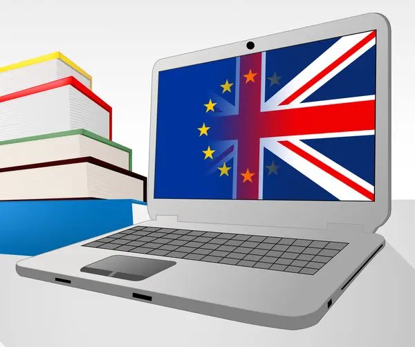 Brexit ordinateur portable indique la décision de la Grande-Bretagne Www et voter — Photo
