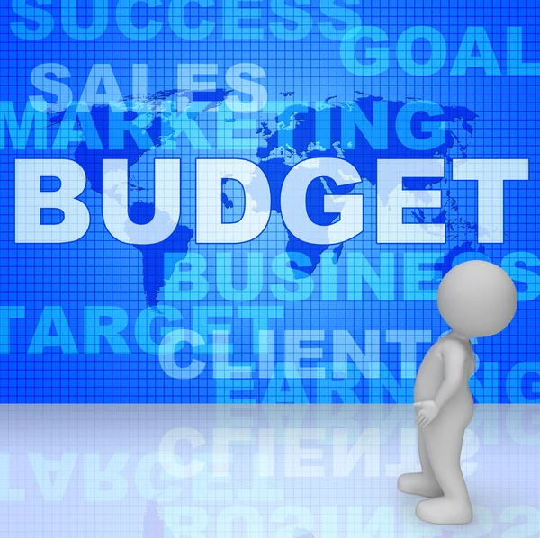 Palavras de orçamento significa custos de contas e renderização 3D de dinheiro — Fotografia de Stock