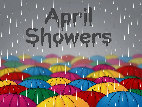 April duschar representerar parasoll parasoller och säsong — Stockfoto