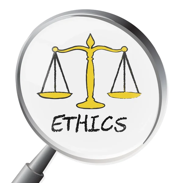 Ethics Magnifier Represents Moral Stand And Ethos — Stock Photo, Image