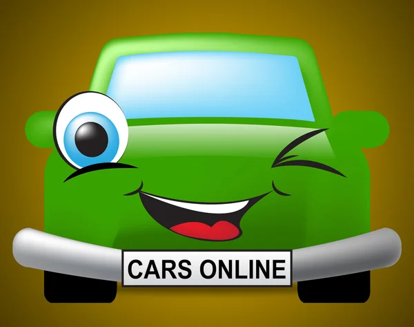 Cars Online Means Vehicles Web And Transport — Stock Photo, Image