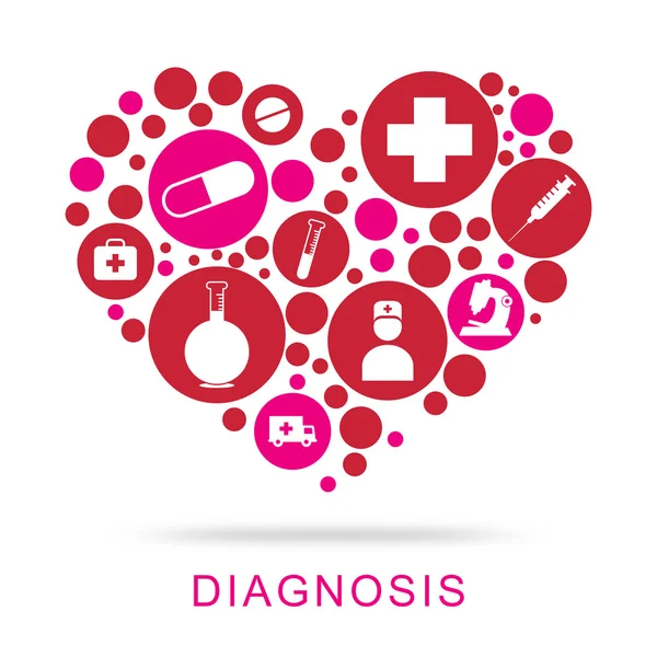 Diagnose pictogrammen toont diagnosticeren gediagnosticeerd en onderzoeken — Stockfoto