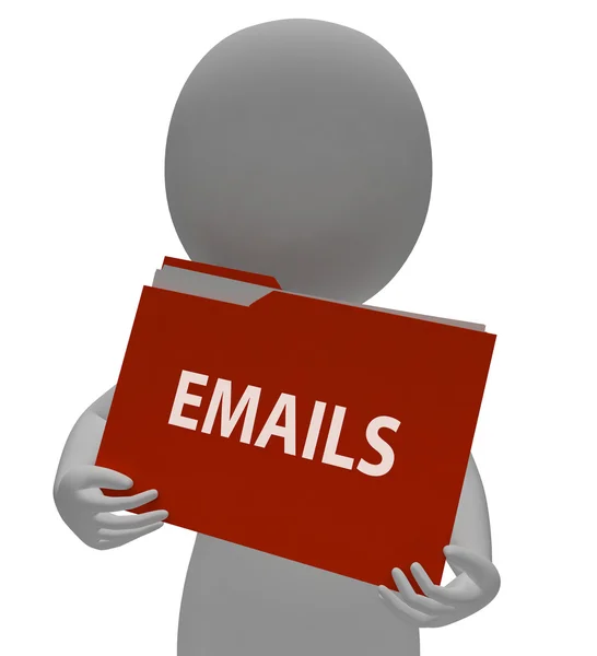 E-maile folderu wskazuje Mailing Office i korespondencja 3d Ren — Zdjęcie stockowe