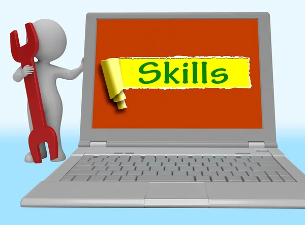 Skills Word Shows Training And Learning On Web 3d Rendering — Stock Photo, Image