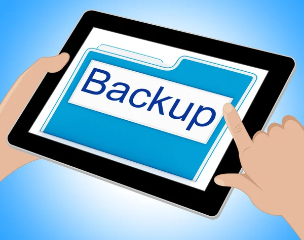 Backup File Shows Data Archiving And Administration Tablet — Stock Photo, Image
