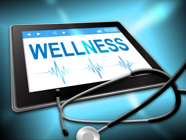 Wellness Tablet Mostra medicina preventiva e informatica — Foto Stock