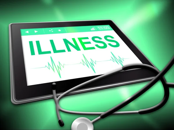 Illness Tablet Represents Disorder Diseases And Internet — Stock Photo, Image