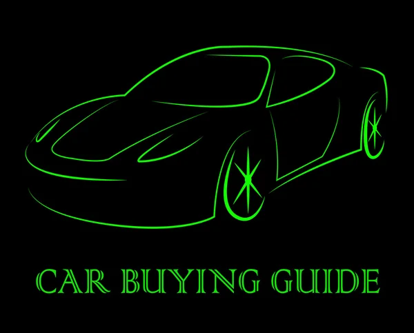 Car Buying Guide Indicates Vehicles Purchasing And Info — Stock Photo, Image