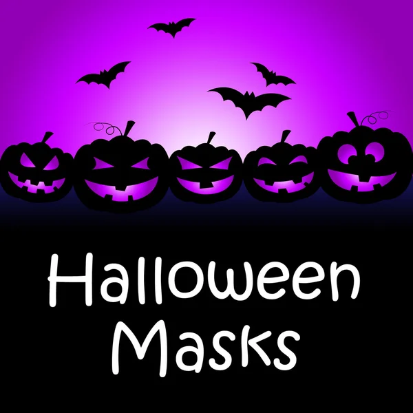 Máscaras de Halloween muestra truco o trato y otoño — Foto de Stock