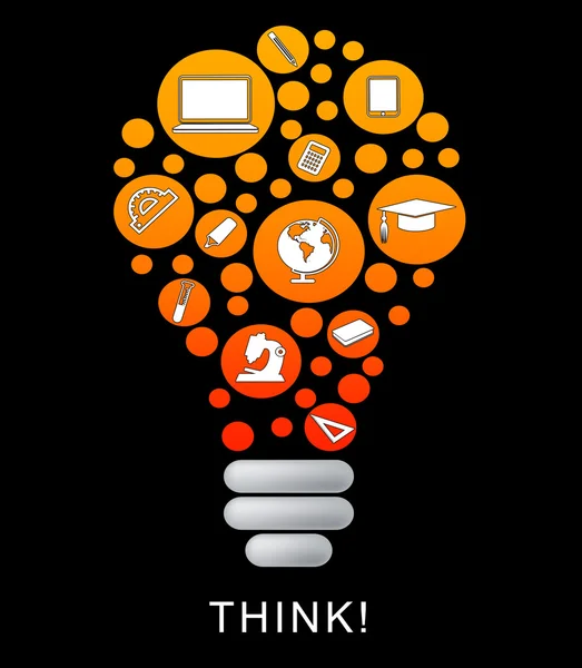 Think Lightbulb Rappresenta la fonte di energia e luminoso — Foto Stock