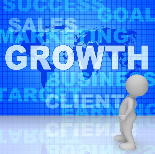 Growth Words Represents Advance Rising And Development 3d Render — Stock Photo, Image