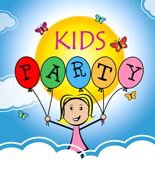 Kids Party Means Youngster Parties And Cheerful — Stock Photo, Image