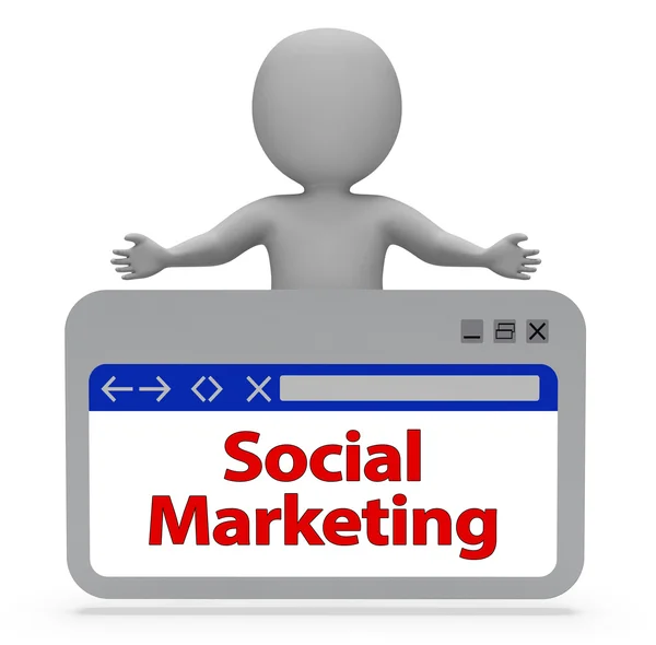 Sociale Marketing webpagina vertegenwoordigt Online Networking en Websit — Stockfoto