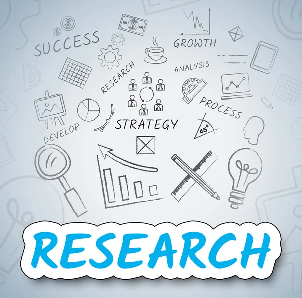 Ideas de investigación significa recopilar datos y análisis — Foto de Stock
