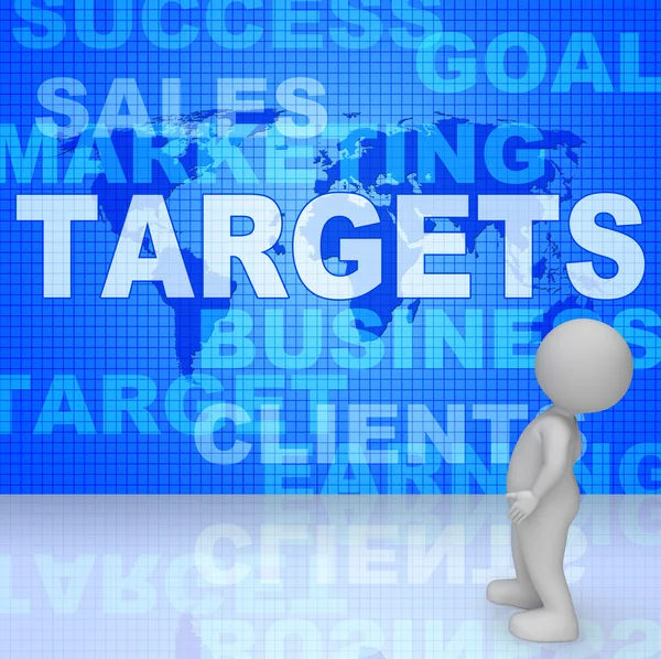 Targets Words Represents Projection Business And Aiming 3d Rende — Stock Photo, Image