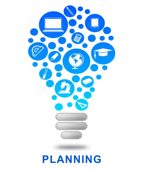 Planning Lightbulb middelen Power Source en streven — Stockfoto