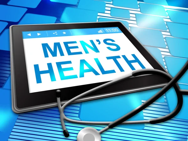 Férfi egészség jelzi a preventív gyógyászat és a számítógép — Stock Fotó