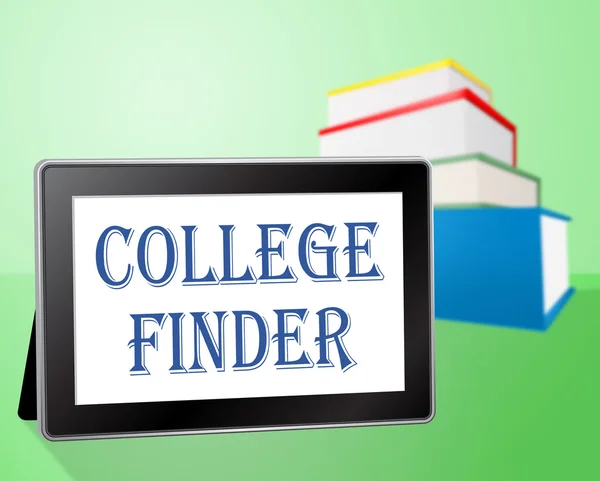 College-Finder bedeutet Suche und Bücher — Stockfoto