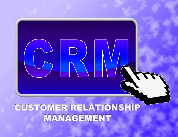 Reprezentuje przycisk CRM, zarządzania relacjami z klientem i kontroli — Zdjęcie stockowe