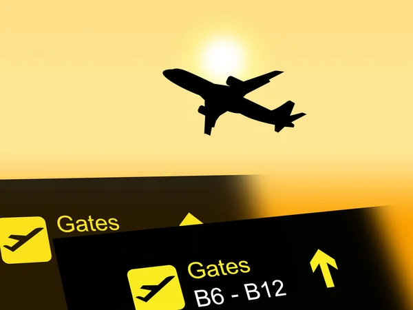 Férias de voo indica avião de transporte e partida — Fotografia de Stock