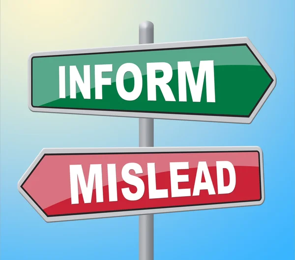 Inform Mislead Indicates Telling Signboard And Board — Stock Photo, Image