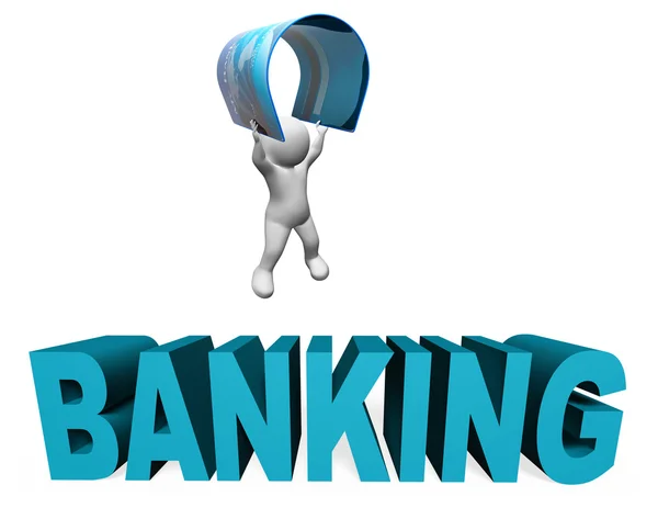 Credit Card Bank toont debet schuld en geldvrije 3D-Rendering — Stockfoto