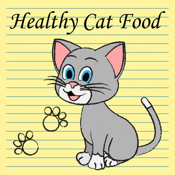 Healthy Cat Food Means Pets Feline And Foods — Stock Photo, Image