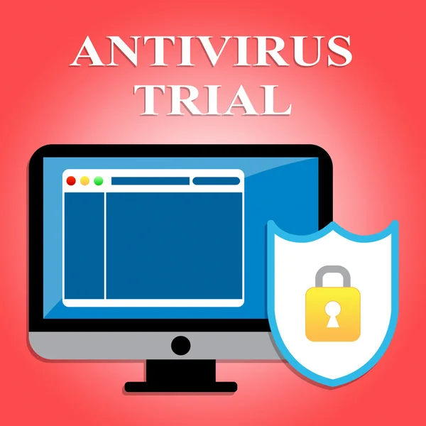 Antivirus-Studie zeigt ausprobieren und überprüfen — Stockfoto