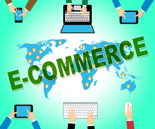 Ecommerce Online Represents Web Site And Commercial — Stock Photo, Image