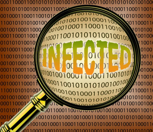 Infected Data Means Magnify Computers And Files — Stock Photo, Image