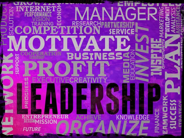 リーダーシップの単語を示していますコマンド指導と影響 — ストック写真