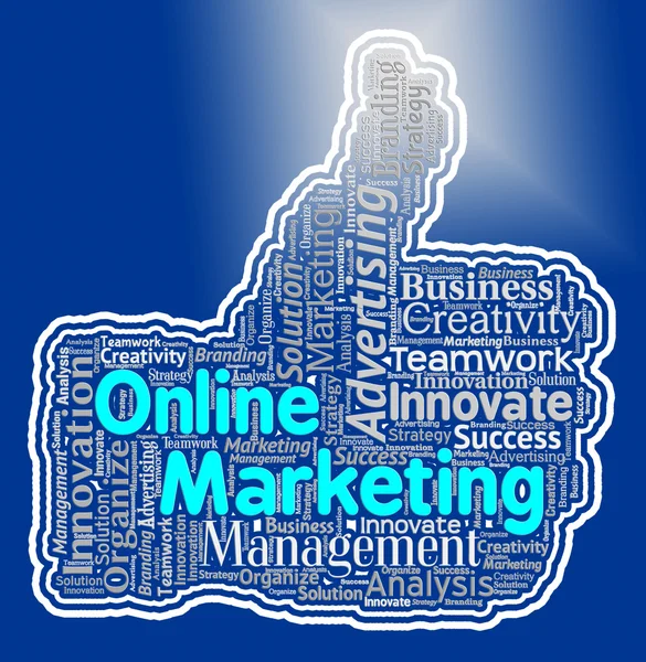 Online Marketing Pollice Mostra sito web e pubblicità — Foto Stock