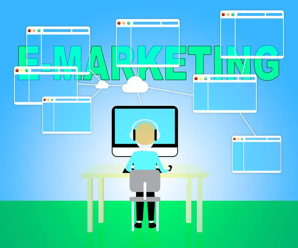Emarketing Online Represents Web Site And E-Marketing — Stock Photo, Image