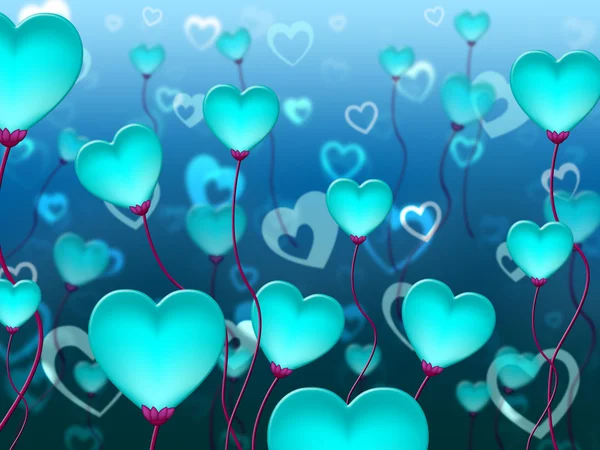 Blue Hearts Background Means Valentines Day And Backgrounds — Stock Photo, Image