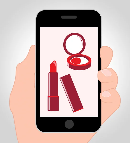 Makeup Online Indicates Mobile Phone And Cellphone — Stock Photo, Image
