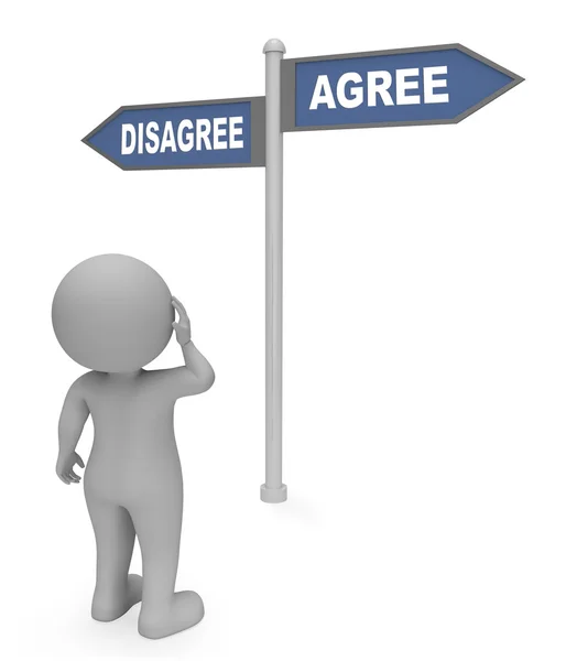 Disagree Agree Sign Indicates All Right And Agreeing 3d Renderin — Stock Photo, Image