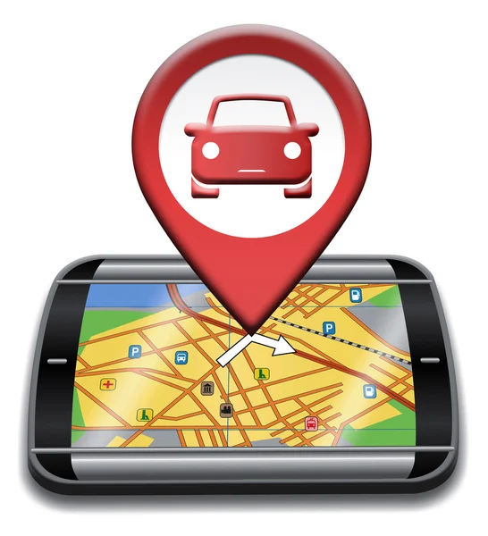 Auto GPS zeigt Navigation Auto und Automobil — Stockfoto