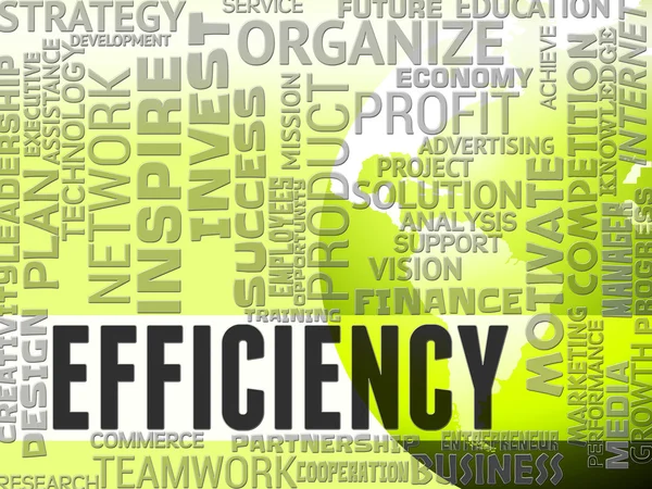Efficiency Words Indicates Efficacy Productive And Effectiveness — Stock Photo, Image